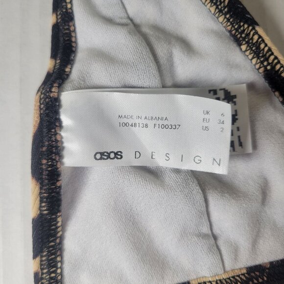 ASOS Design Leopard Print Beach Resort Triangle Adjustable Bikini Top Size US 2 - Picture 4 of 7